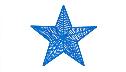 Obraz premium Sketchy blue star icon isolated on white background, representing a simple award or rating symbol