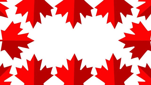 Bold Canada Day themed background featuring red maple leaves, national colors, and strong typography. Ideal for holiday promotions, patriotic events, social media content, and festive video projects.