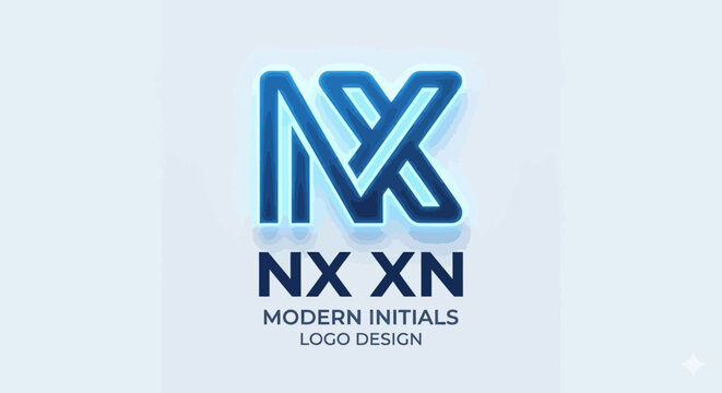 Modern Initials Logo Design Featuring 'NX' and 'XN' with a Sleek, Illuminated Aesthetic