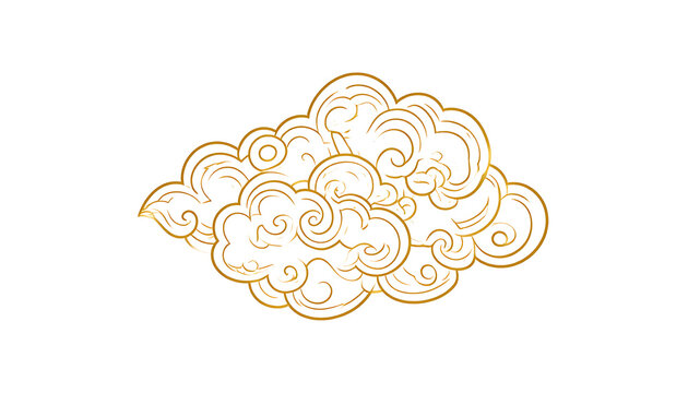 Stylized golden cloud, Asian auspicious symbol, good fortune, luck, isolated illustration