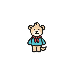Fototapeta premium Cute cartoon lion wearing clothes.