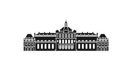 Obraz premium Grand Palace Architecture Silhouette Vector Illustration.