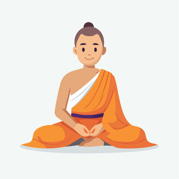 Moine en m&eacute;ditation assise, s&eacute;r&eacute;nit&eacute; et pratique spirituelle