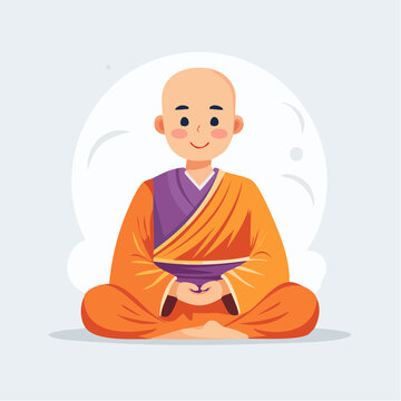 Moine en m&eacute;ditation assise, s&eacute;r&eacute;nit&eacute; et pratique spirituelle
