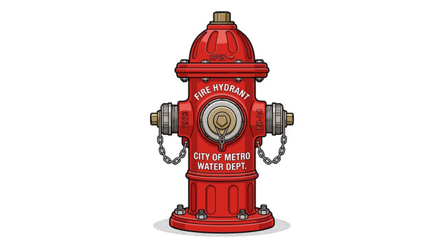 Red fire hydrant on white background.