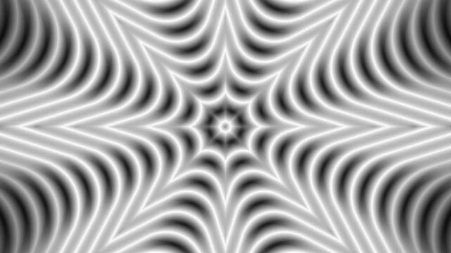 Hypnotic radial starburst video animation with a black and white grayscale pattern