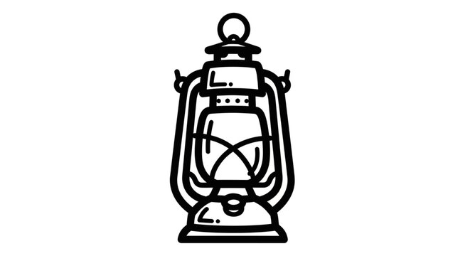 Antique hurricane lamp featuring a protective wire cage and sturdy base depicted in a clean line drawing format for versatile design applications.