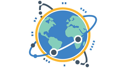 Naklejka premium A stylized illustration depicting global connection and worldwide network systems