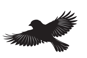 Fototapeta premium Flying American Goldfinch Bird Silhouette Isolated Finches Graphic Element