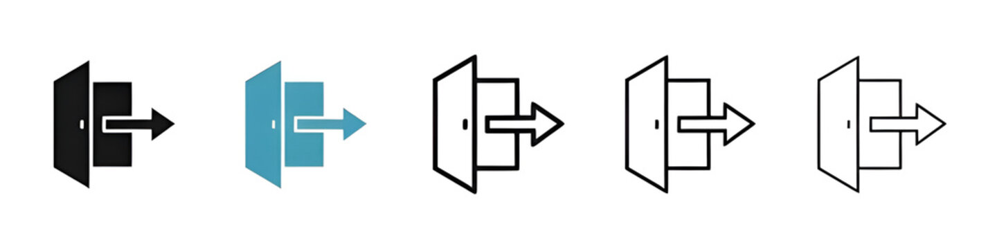 Exit line icon set. output sign. quit or logout button icon. outside pictogram for Ui designs. Thin line customizable illustration. Contour symbol. Vector isolated outline drawing. Editable stroke