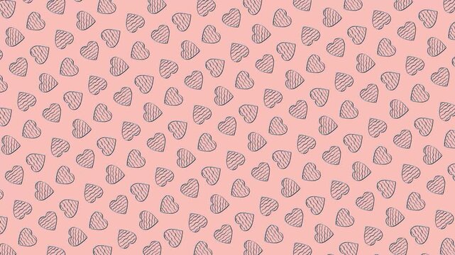 Hand Drawn Hearts Background Animation Loop
