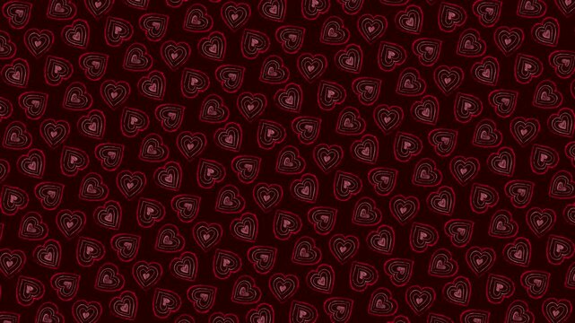 Hand Drawn Hearts Background Animation Loop