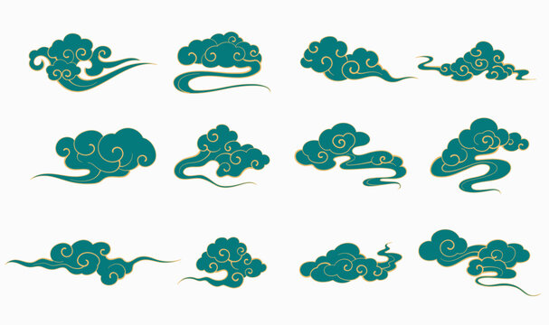 Chinese Cloud Pattern Traditional Decorative Element Set