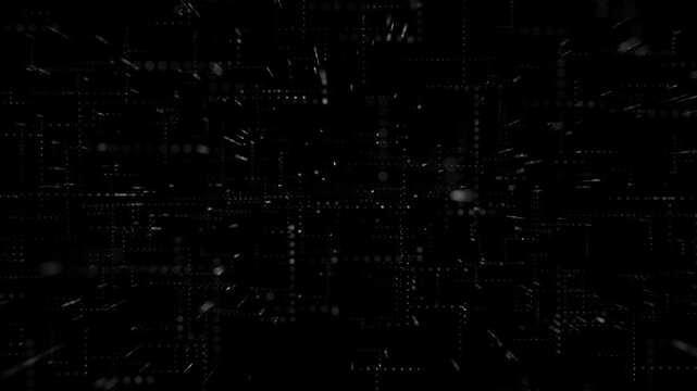 Futuristic digital data tunnel with abstract matrix grid and cyber technology background.