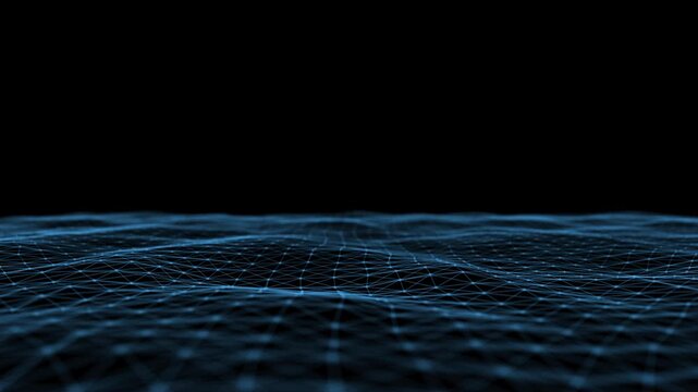 Dynamic wave of particles. Abstract futuristic, digital wave concept. beautiful motion waving dots texture with glowing defocused particles. background. Big data visualization. 3D rendering.