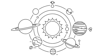 A simplified diagram illustrates the sun and planets in our solar system © SHYFUL_STUDIO