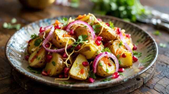 The iconic Indian street snack is Aloo Chaat. This is an incredibly popular street food.