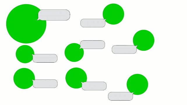 Abstract Communication Concept A Scatter Plot of Green Chat Bubbles and Avatar Circles on a Clean White Background Representing Social Connections