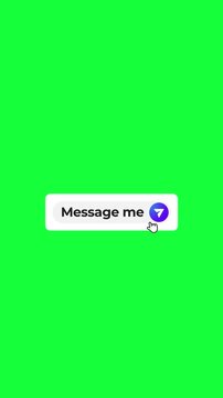 4-in-1 Vertical Direct Message Icons Pack - Send a DM, Message Me - Green Screen 4K. Each UI element features a blue gradient paper plane icon with a realistic hand cursor clicking interaction. 