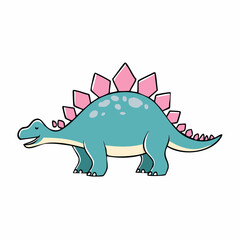 Naklejka premium Cute Cartoon Stegosaurus Dinosaur Illustration