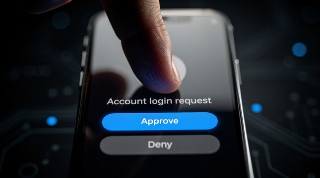 Finger Approving Account Login Request on Smartphone Screen