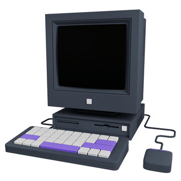 Vintage personal computer with monitor keyboard and mouse.
