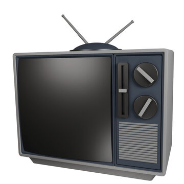Vintage Television Set with Antenna and Knobs.