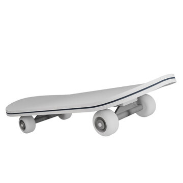 White Skateboard with Black Trim and White Wheels.