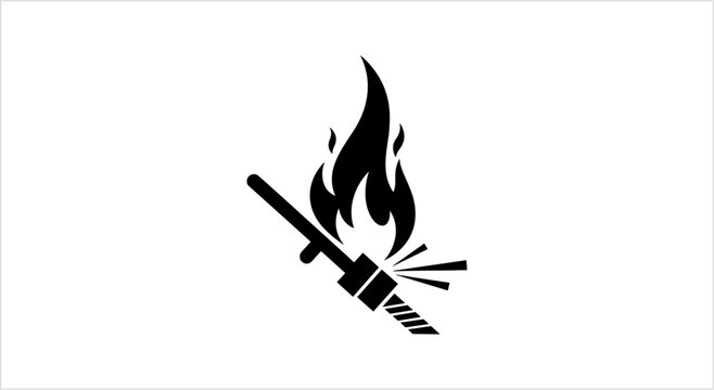 Illustration of a lit fuse with sparks and flames.