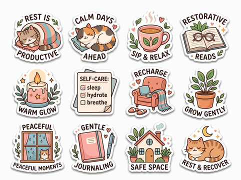 Stickers for self care and relaxation.