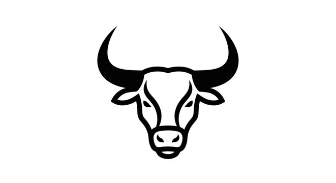 Black bull head with horns icon.