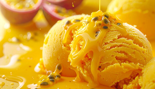 Yellow passion fruit ice cream