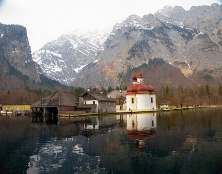 Wallfahrtskirche St. Bartholoma (The Church of St. Bartholomew) at Lake Konigssee, Germany