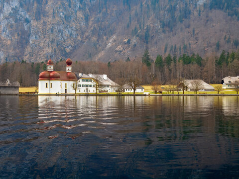 Wallfahrtskirche St. Bartholoma (The Church of St. Bartholomew) at Lake Konigssee, Germany