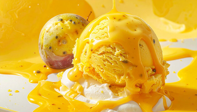 Yellow passion fruit dessert scoop