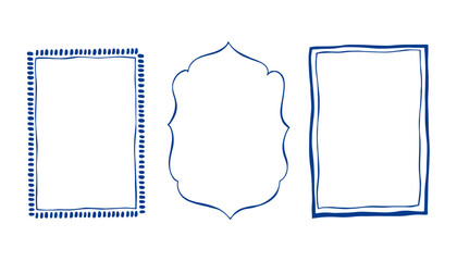 Mediterranean whimsical blue coastal vector frames. Hand Drawn borders for summer greek mediterranean invitation, holiday greetings and birthday card  © Victoriyad