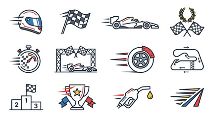 Obraz premium Motorsport and Racing Icons Collection