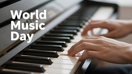 Fototapeta premium Close up of musician hands playing classical piano keys during rehearsal or live concert