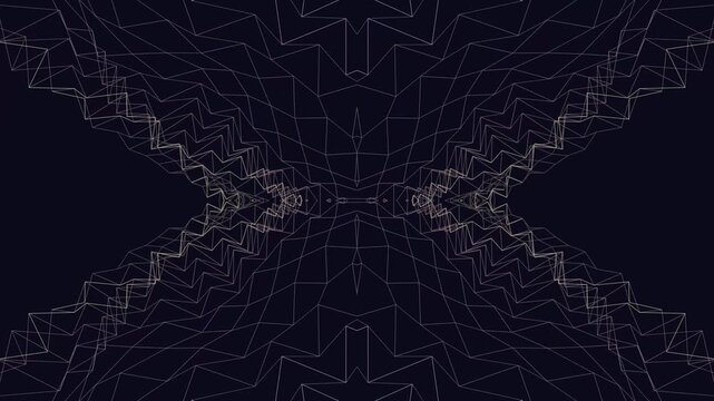 Symmetrical geometric pattern with intersecting lines on dark background