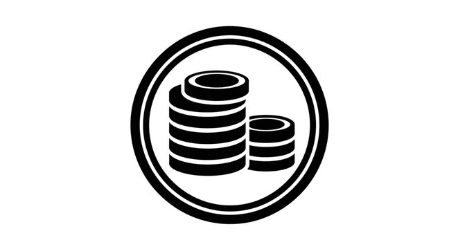 Stack of coins in circle icon.