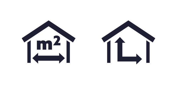 house size icons, pictograms on white