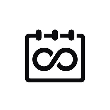lifetime icon with calendar, infinite time period pictogram