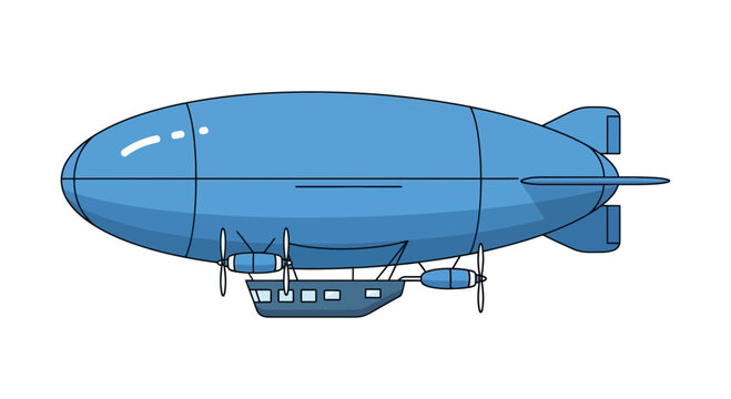 Blue Airship Blimp Illustration Isolated on White Background