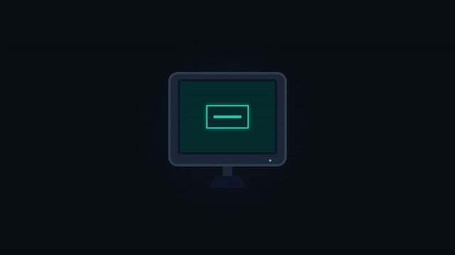 Minimalist digital display icon representing a minimize or remove function on a computer screen, signifying a concise system command or a singular isolated status within a tech environment
