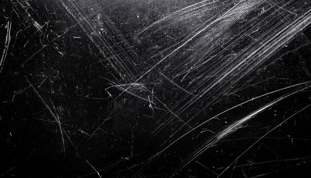 White Scratches And Dust On Black Background Old Dirty Glass