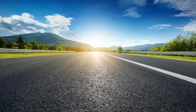 Asphalt Road At Sun Day Generative Ai