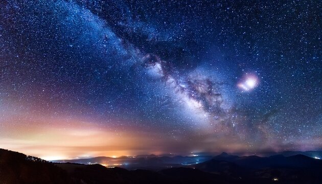 Starry Night Sky With Nebula