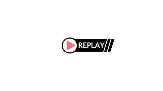 Modern replay text animation on transparent background 4K Video