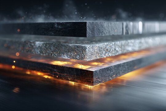 Layers of Modern Metal with Sparks and Glow