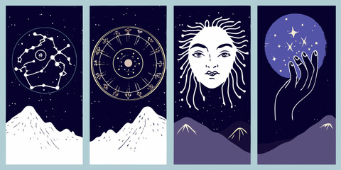 celestial mystical poster suite vector illustration constellation © John Lee